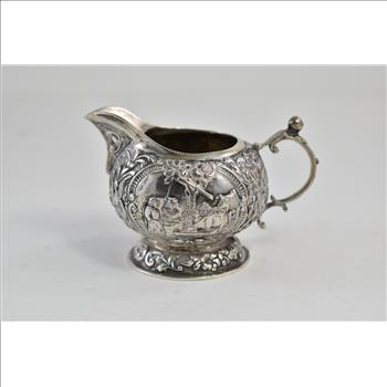 Sterling Silver Ornate Dutch Repousse Antique Creamer