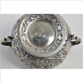 Sterling Silver Ornate Dutch Repousse Antique Sugar Bowl