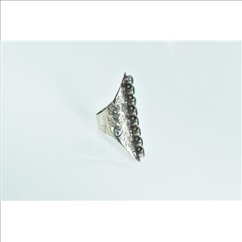 Sterling Silver Ornate Emerald Filigree Scroll Finger Guard Ring, Size 8.25