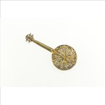 Sterling Silver Ornate Filigree Domra Russian String Instrument Pin/Brooch