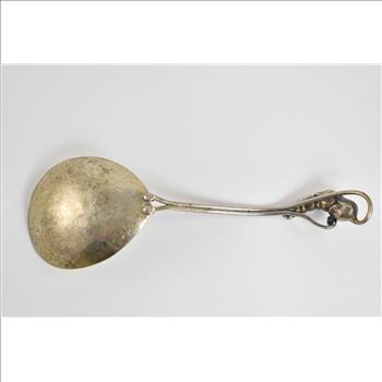 Sterling Silver Ornate Floral Motif Handmade Serving Spoon