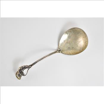 Sterling Silver Ornate Floral Motif Handmade Serving Spoon