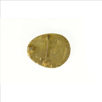 Sterling Silver Ornate Green Eilat Coral Oval Statement Pendant/Pin