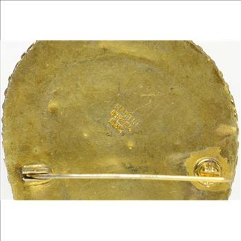 Sterling Silver Ornate Green Eilat Coral Oval Statement Pendant/Pin