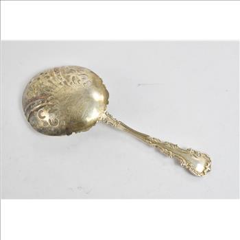 Sterling Silver Ornate Monogrammed Pierced Bon Bon Spoon M H P