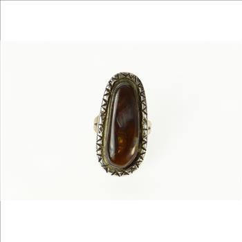 Sterling Silver Ornate Native American Fire Agate Navajo Ring, Size 9
