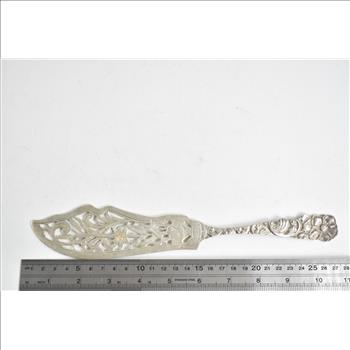 Sterling Silver Ornate Pierced Floral Fish Serving Knife A E L