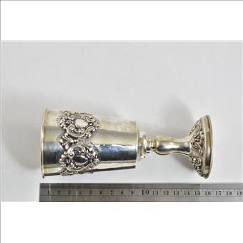 Sterling Silver Ornate Rococo Wedding Goblet Cup Repousse