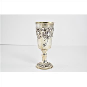 Sterling Silver Ornate Rococo Wedding Goblet Cup Repousse