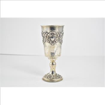 Sterling Silver Ornate Rococo Wedding Goblet Cup Repousse