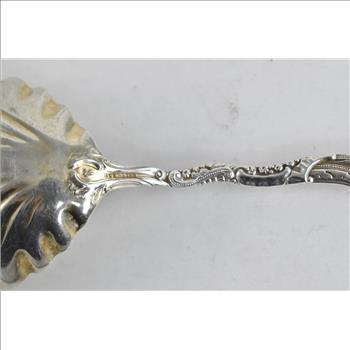 Sterling Silver Ornate Scroll Design Vintage Scalloped Spoon