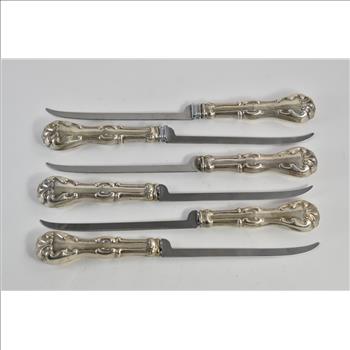 Sterling Silver Ornate Set of 6 Meat Carving Knives
