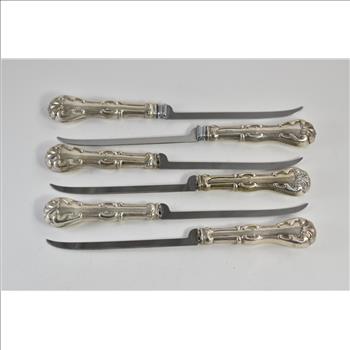 Sterling Silver Ornate Set of 6 Meat Carving Knives