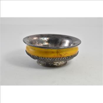 Sterling Silver Ornate Vintage Tibetan Dragon Motif Bowl