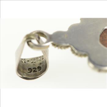 Sterling Silver Oval Cantera Opal Cabochon Ornate Statement Pendant