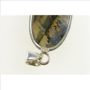 Sterling Silver Oval Labradorite Cabochon Statement Pendant