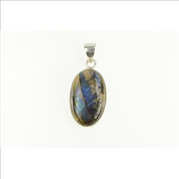 Sterling Silver Oval Labradorite Cabochon Statement Pendant