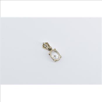 Sterling Silver Oval Vintage Classic CZ Statement Classic Pendant