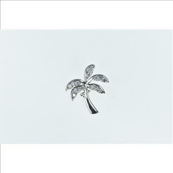Sterling Silver Palm Three Vintage Tropical Vintage CZ Pendant