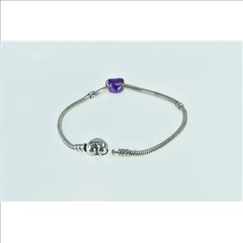 Sterling Silver Pandora Classic Moments Heart Charm Chain Bracelet 7.75