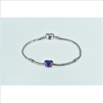 Sterling Silver Pandora Classic Moments Heart Charm Chain Bracelet 7.75