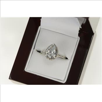 Sterling Silver Pandora Sparkling Teardrop Halo Promise Ring, Size 5.5