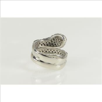 Sterling Silver Pave Black & White CZ Snake Serpent Snake Ring, Size 8.5