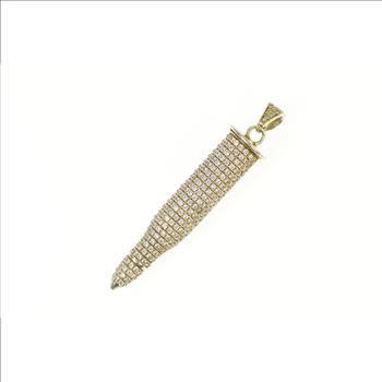 Sterling Silver Pave Cubic Zirconia Encrusted 3D Bullet Charm/Pendant