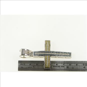Sterling Silver Pave Diamond Encrusted Cross Pendant