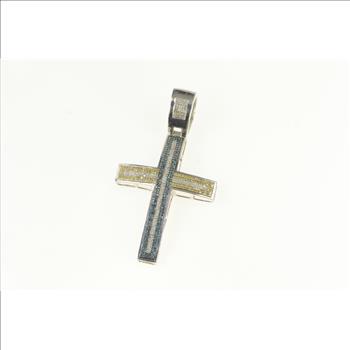Sterling Silver Pave Diamond Encrusted Cross Pendant