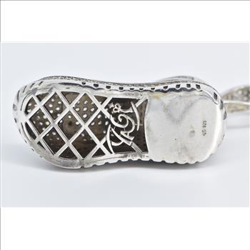 Sterling Silver Pave Encrusted Running Shoe CZ Track Pendant
