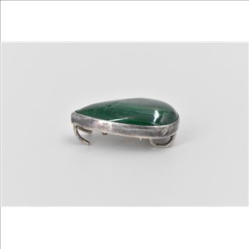Sterling Silver Pear Cut Malachite Vintage Belt Buckle