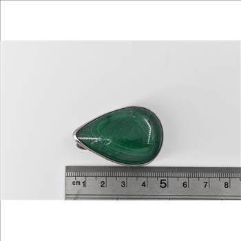 Sterling Silver Pear Cut Malachite Vintage Belt Buckle