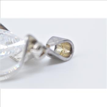 Sterling Silver Pear Solitaire Scalloped Vintage Statement CZ Pendant