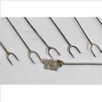 Sterling Silver Peru Peruvian Motif Hors D'oeuvres Fork Set (9 pcs)