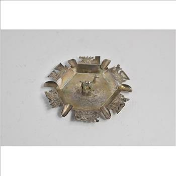 Sterling Silver Peruvian Alpaca Motif Ornate Traditional Ash Tray