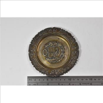 Sterling Silver Peruvian Coat of Arms Ornate Repousse Ash Tray