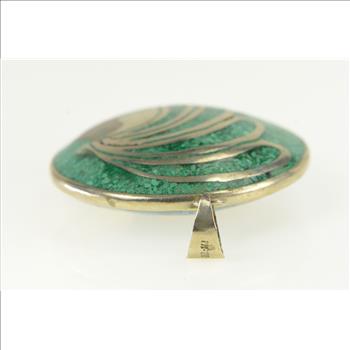 Sterling Silver Peruvian Turquoise Chip Inlay Domed Pendant