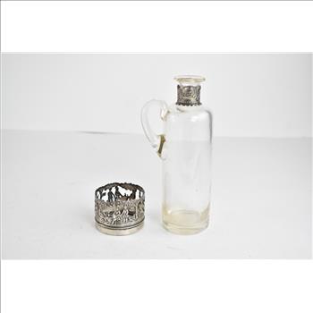 Sterling Silver Picnic Glass Cruet Dressing Bottle