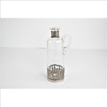 Sterling Silver Picnic Glass Cruet Dressing Bottle