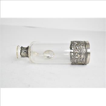 Sterling Silver Picnic Glass Cruet Dressing Bottle