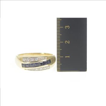 Sterling Silver Princess Syn. Sapphire CZ Men's Wedding Ring, Size 5