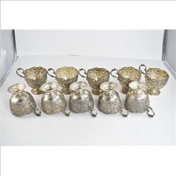 Sterling Silver Robert Anstead Demitasse Cup Holder Set (10 pcs)