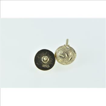 Sterling Silver Round Gold Plated Diamond Cut Domed Stud Earrings