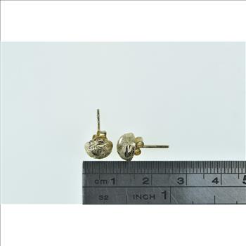 Sterling Silver Round Gold Plated Diamond Cut Domed Stud Earrings