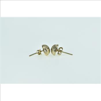Sterling Silver Round Gold Plated Diamond Cut Domed Stud Earrings