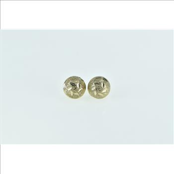 Sterling Silver Round Gold Plated Diamond Cut Domed Stud Earrings