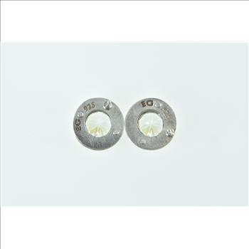 Sterling Silver Round Riveted Circle CZ Statement Stud Earrings