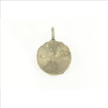 Sterling Silver Round Textured Nugget Abstract Heavy Medallion Pendant