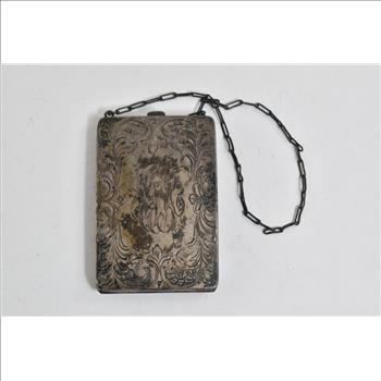 Sterling Silver S J M Monogram Ornate Victorian Engraved Coin Purse